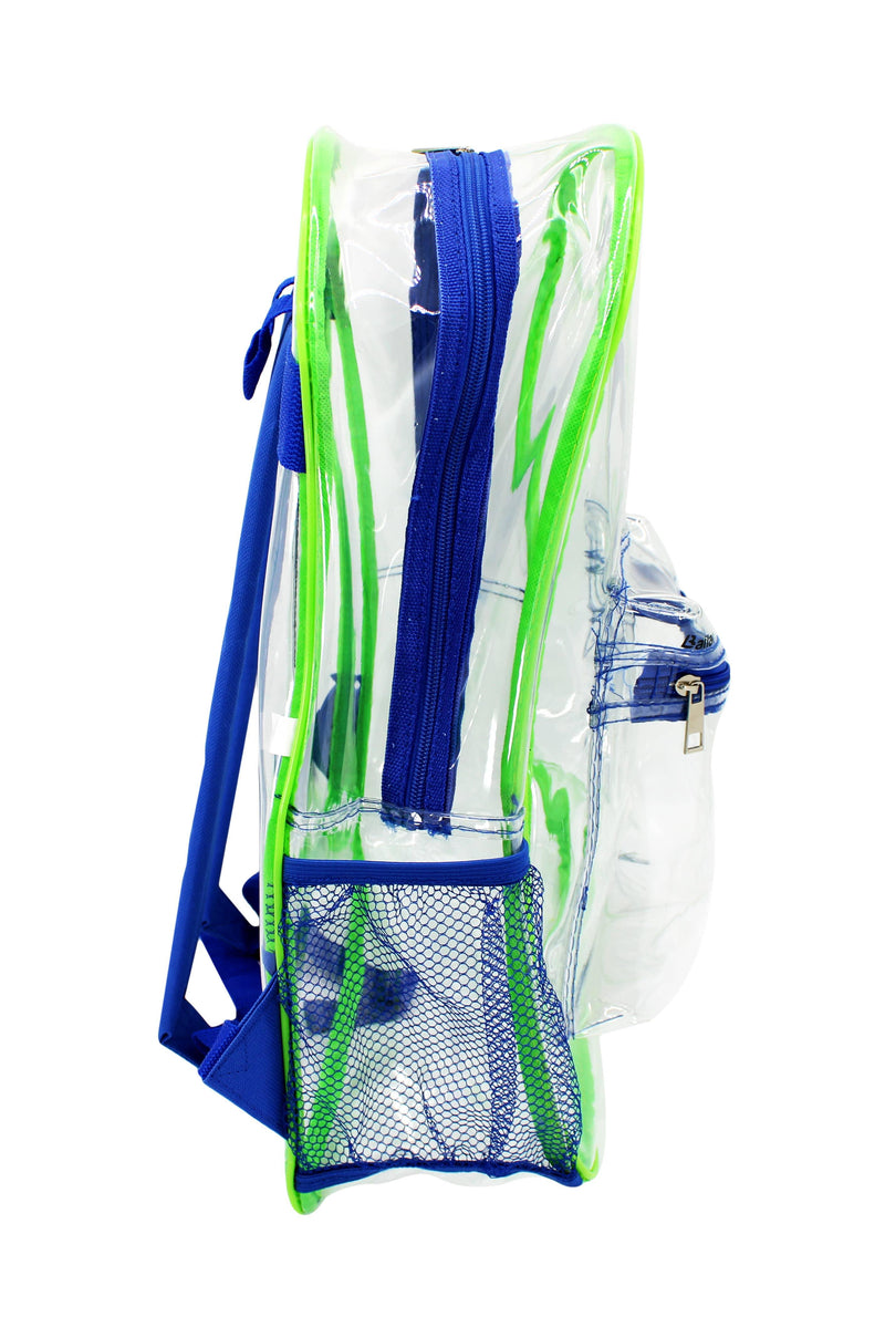 Clear Backpack Adult Blue/Green With Pencil Pouch - Bailar Clear Backpack