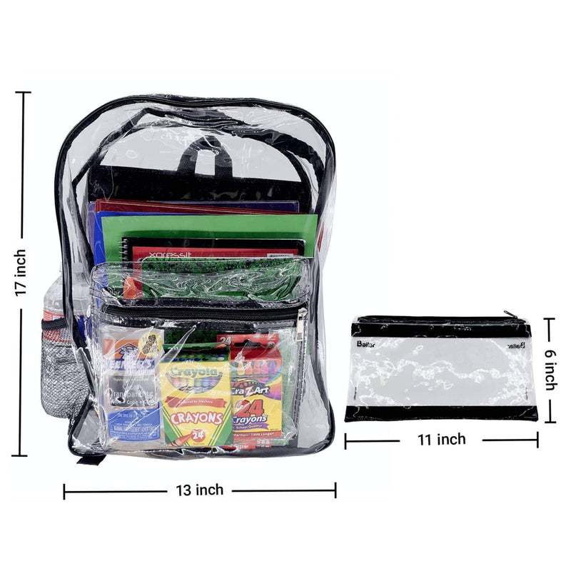 Clear Backpack 1 Blue and 1 Black With Pencil Pouch - Bailar Clear Backpack