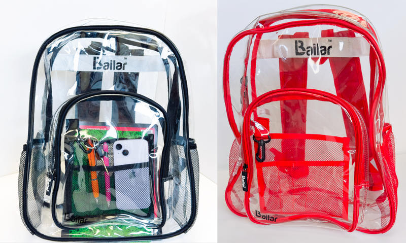 Clear Backpack 1 Black 1 Red