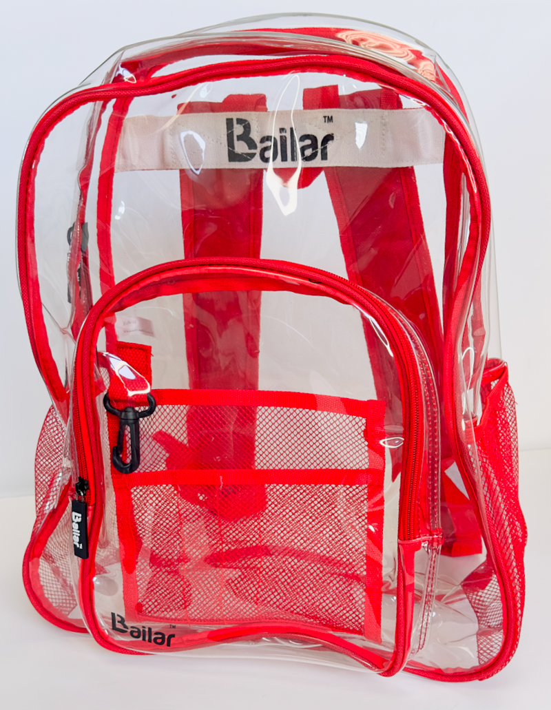 Clear Backpack 2 reds