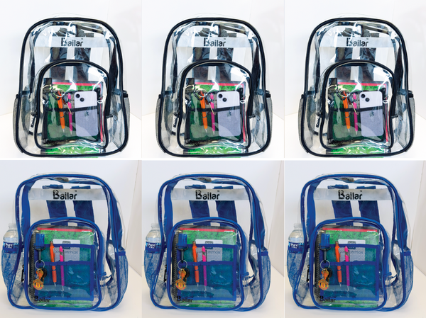 Clear Backpack 3 Black 3 blue With Pencil Pouch