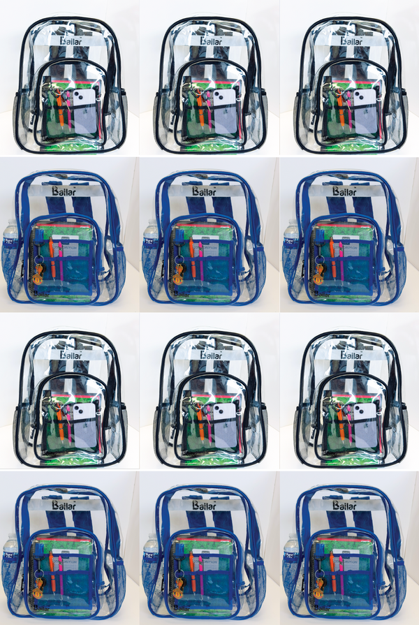 Clear Backpack 6 Black 6 blue With Pencil Pouch