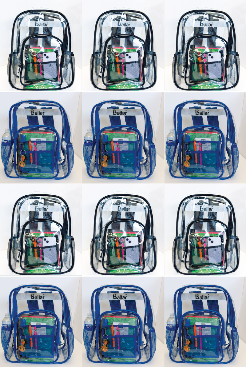 Clear Backpack 6 Black 6 blue With Pencil Pouch