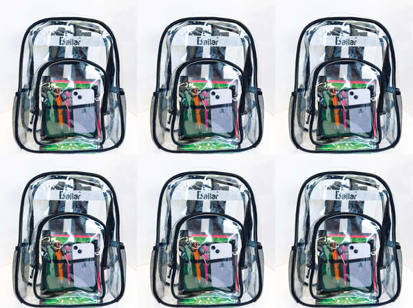 Clear Backpack, 6 black With Pencil Pouch