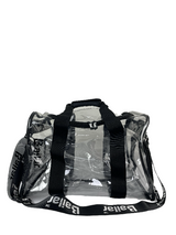 Clear plastic top duffle bag