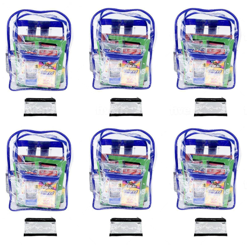 Clear Backpack 6 Blue With Pencil Pouch - Bailar Clear Backpack