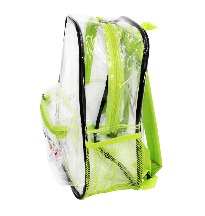 Clear Backpack Green/Black Trim For Elementary With Pencil Pouch - Bailar Clear Backpack