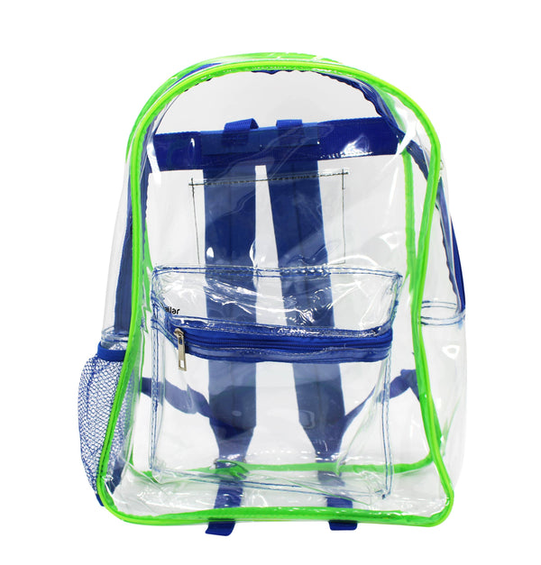 Clear Backpack Adult Blue/Green With Pencil Pouch - Bailar Clear Backpack