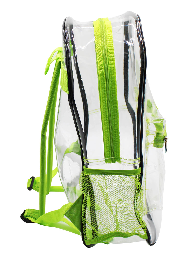 Clear Backpack Adult Green/Black Trim With Pencil Pouch - Bailar Clear Backpack