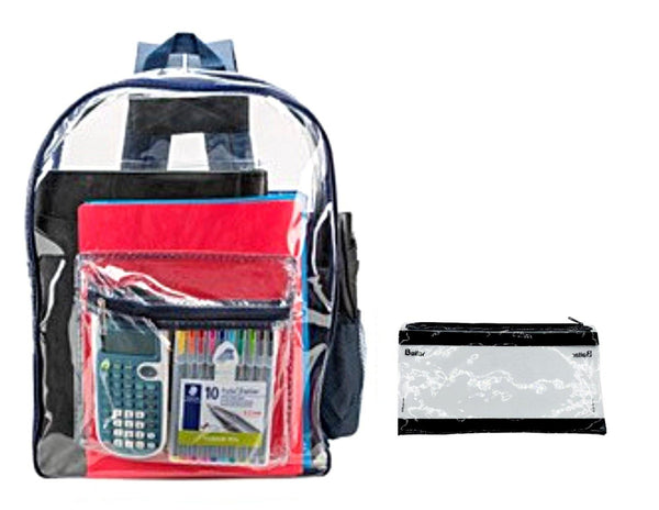 Navy Trim Clear Backpack Transparent Bag See Through Backpack School Backpack - Bailar Clear Backpack