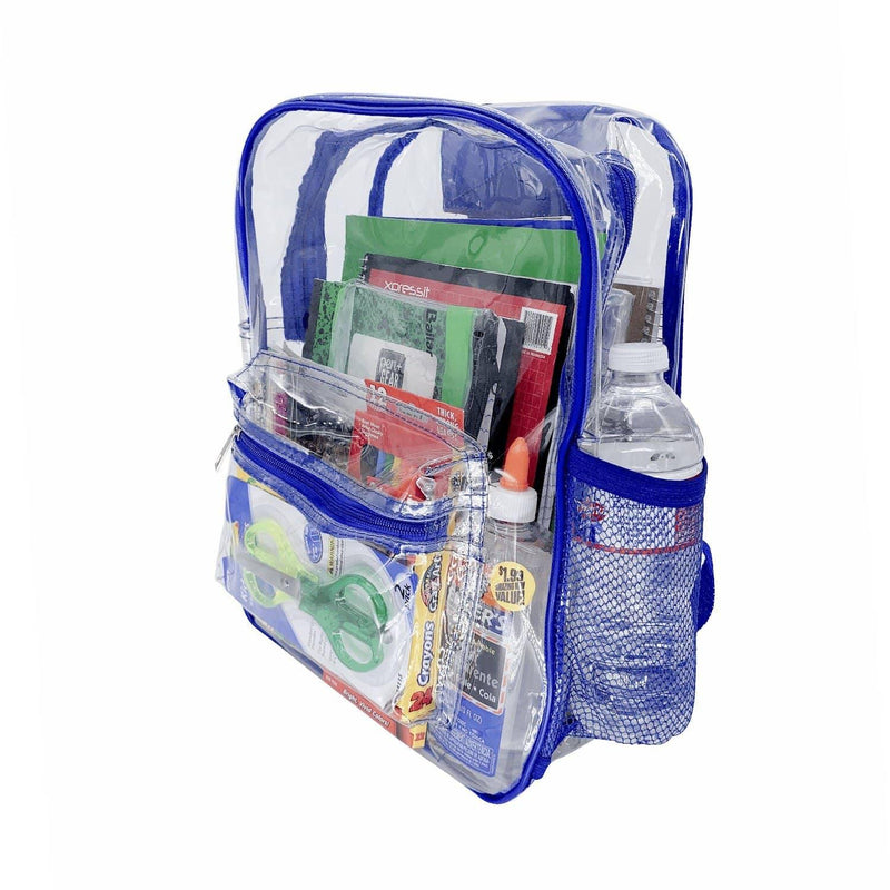 Clear Backpack, 3 Black 3 Blue With Pencil Pouch
