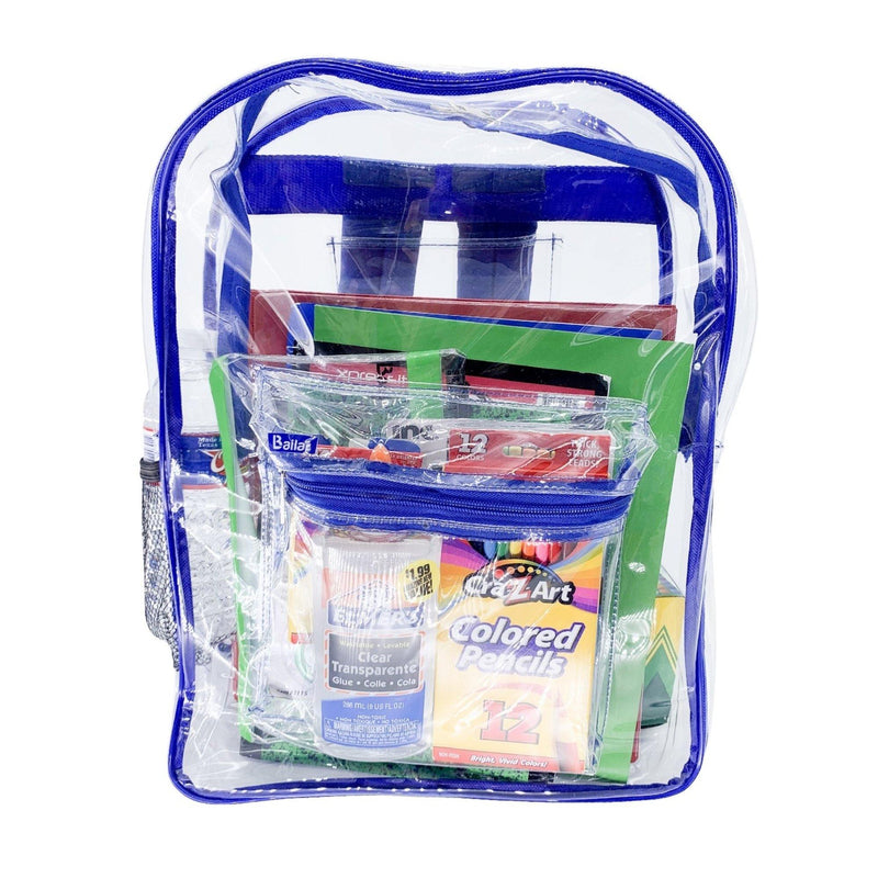 Clear Backpack Blue with Pencil Pouch - Bailar Clear Backpack
